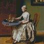 Lady Having Tea  Counted Cross Stitch - Aida 14 Count
