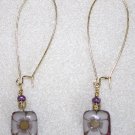 Purple N' Gold Floral Decoupage Earrings - Item #E54