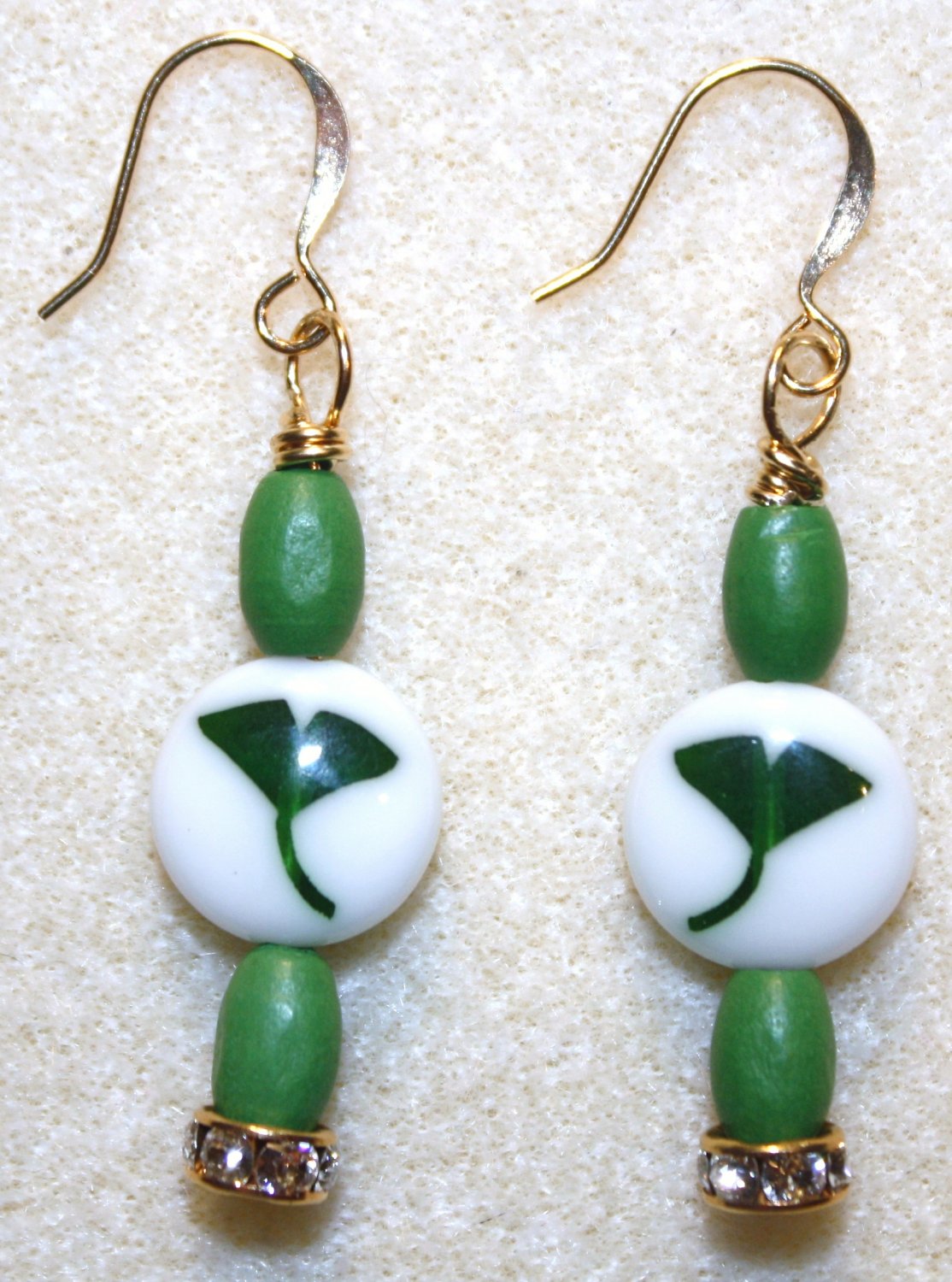 Ginkgo N' Crystal Earrings - Item #E227