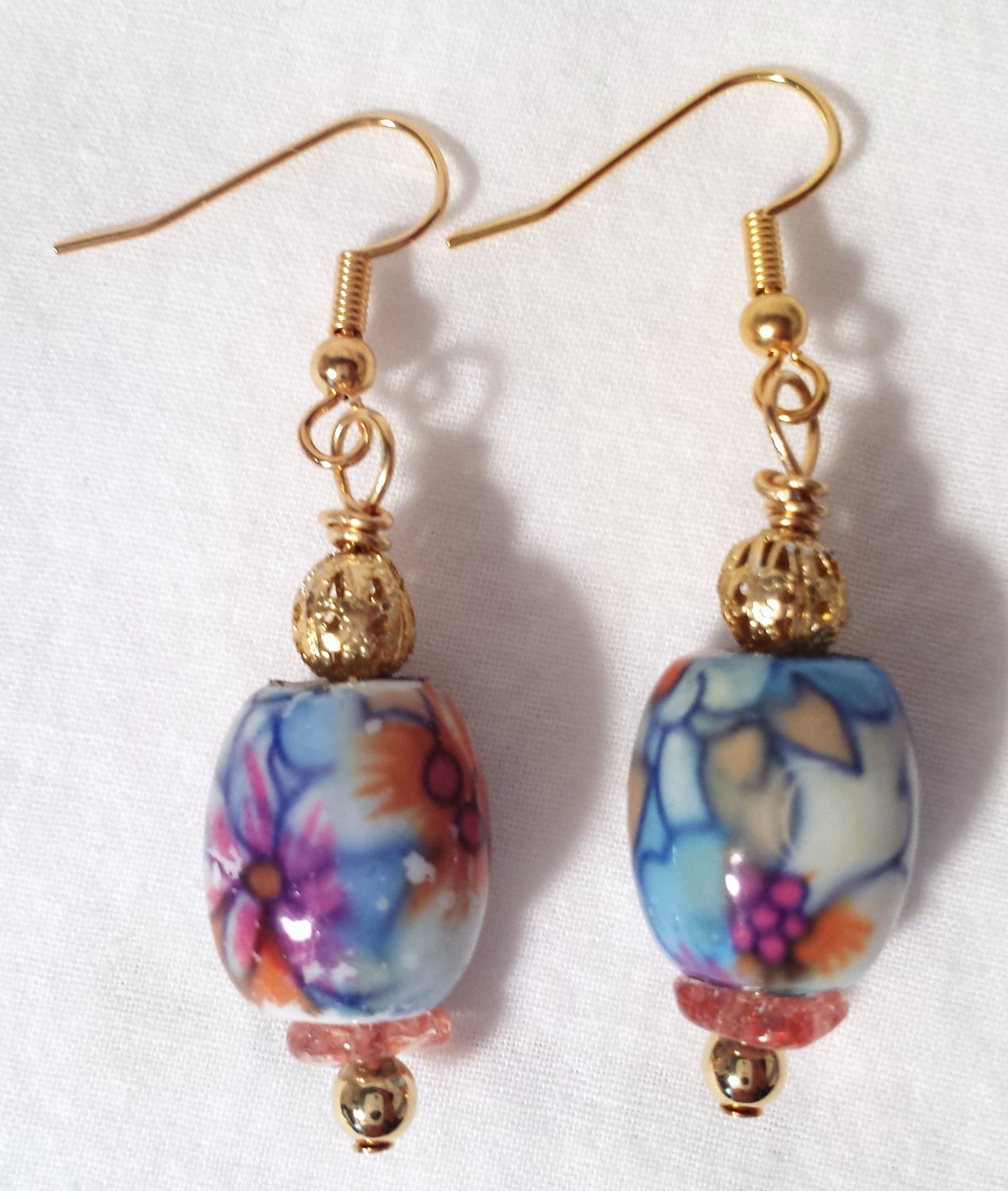 Pretty Painted Floral Earrings - Item #E328