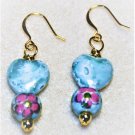 Blue Floral Ceramic Earrings - Item #E555