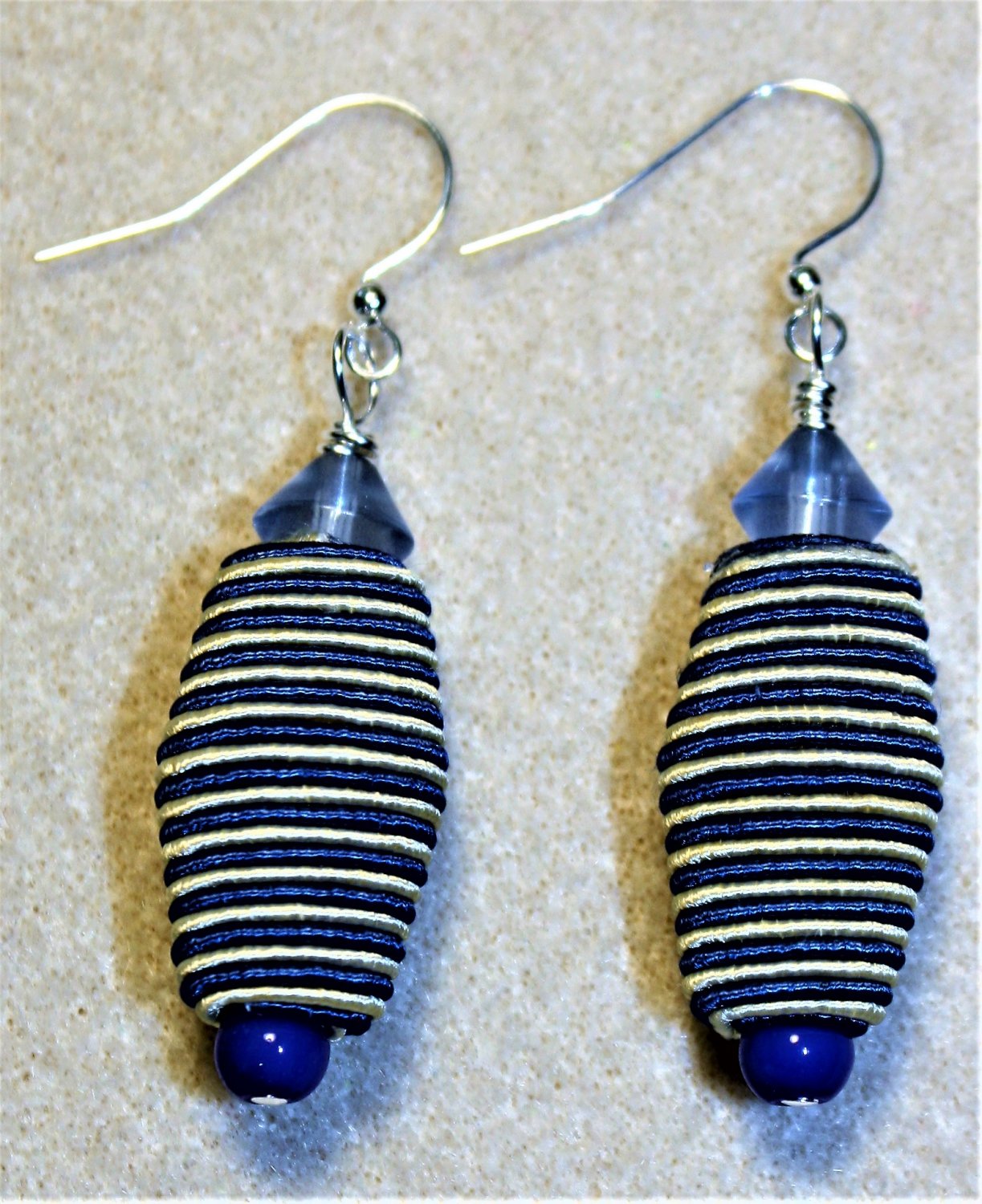 Blue and White String Earrings - Item #E562