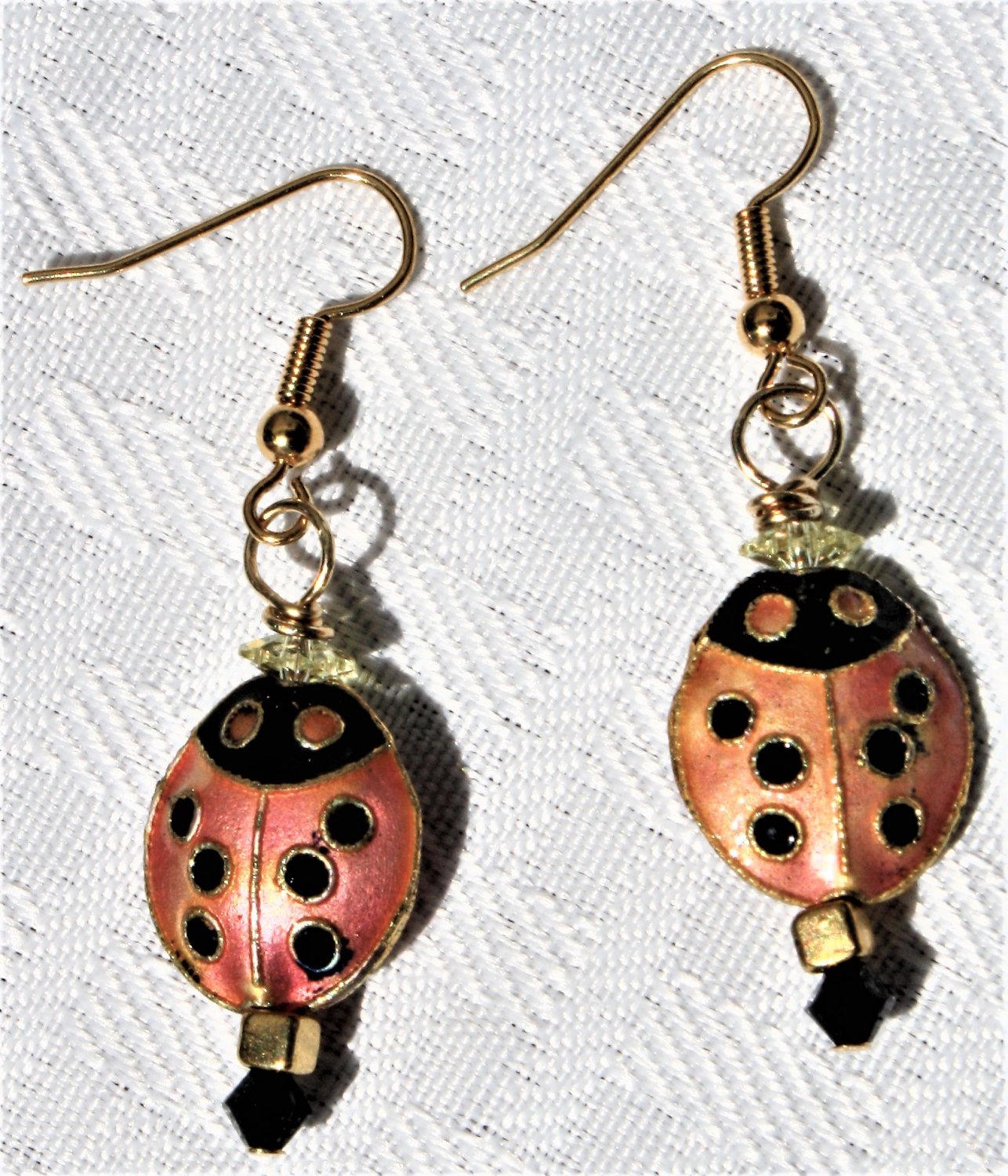 Cloisonne' Ladybug Earrings - Item #E610