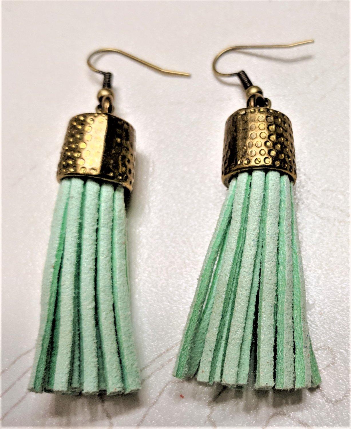 Mint Green Tassel Earrings - Item #E662
