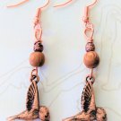 Antique Copper Hummingbird Earrings - Item #E729