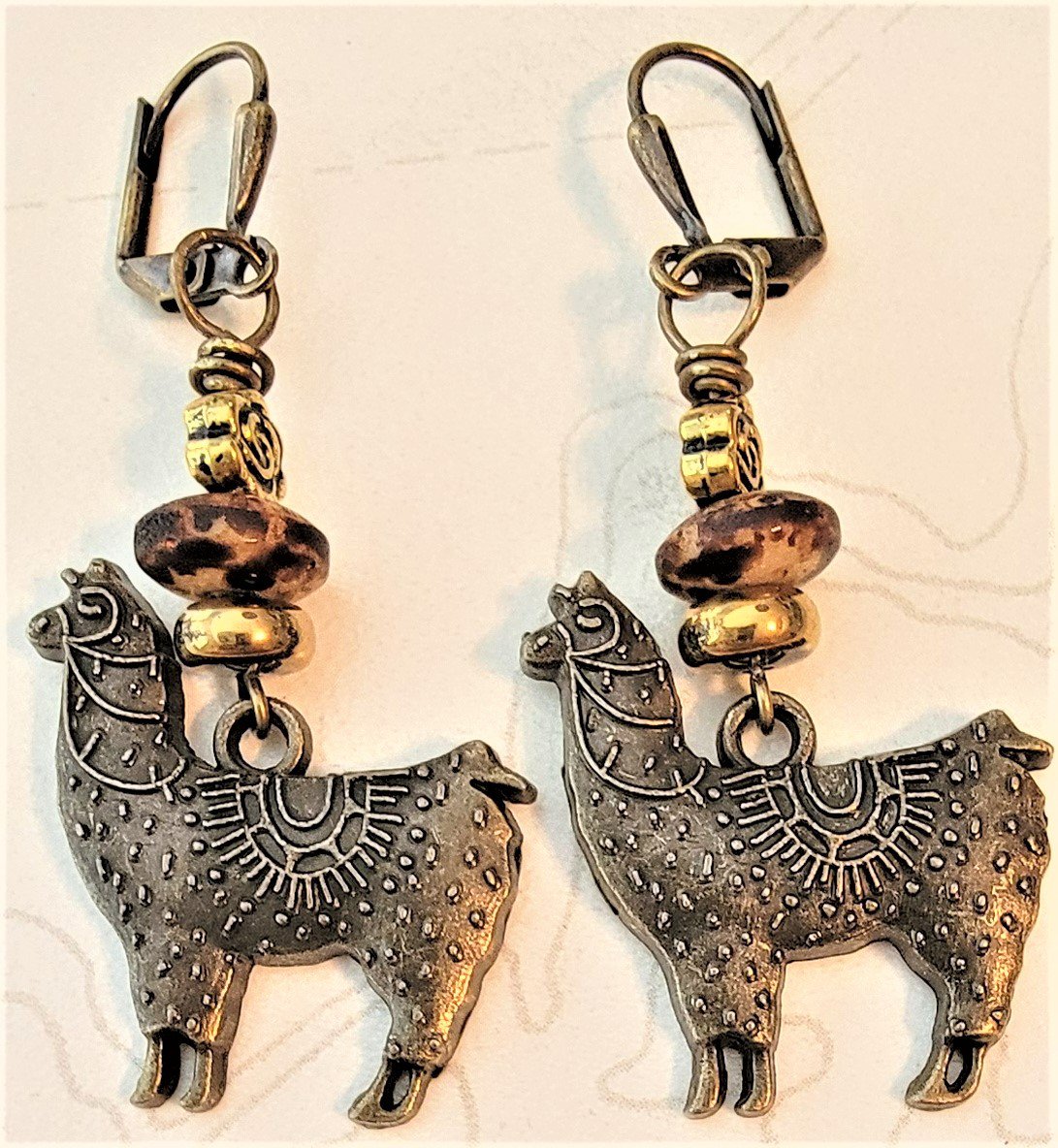 Alpaca Earrings, Design 9 - Item #EK40