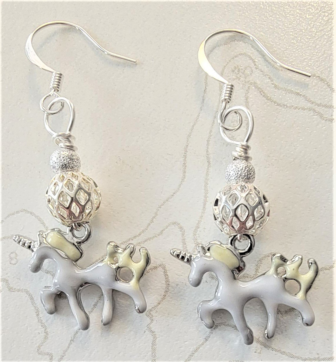 White Unicorn Earrings - Item #EK58