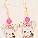 Hot Pink Crystal Bunny Earrings - Item #EK144