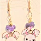 Purple Bead Bunny Earrings - Item #EK147