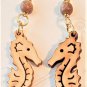 Wooden Seahorse Earrings - Item #EK214