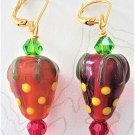 Glass Strawberry Earrings - Item #EK192