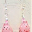 Plump Pink Bunny Earrings - Item #EK154