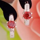 Hoop - 925 Sterling Silver Red Ruby - Charming & Beautiful
