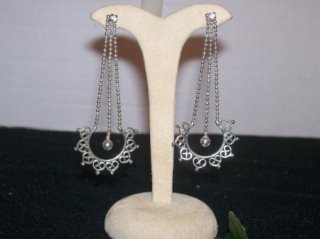 Dangle Earrings - .925 Sterling Silver 3" Long