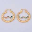 Hoop Earrings - 9k Gold Filled 1 1/4" Multi Crystals