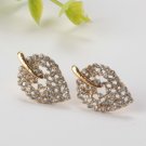 Stud Earrings - Leaf Austrian Crystals - 9k Gold Filled