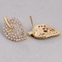 Stud Earrings - Leaf Austrian Crystals - 9k Gold Filled