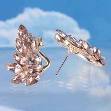 Stud Earrings - Swan - 9k Gold Filled Crystal