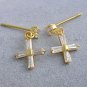 Stud Earrings - Cross - 9k Gold Filled Clear Crystals