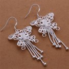 Butterfly Dangle Earrings - .925 Sterling Silver Long 2"
