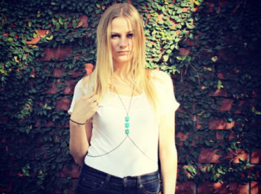 Body Chain Turquoise - Adjustable- Silver