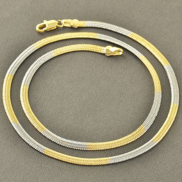 17.7" 9K Yellow/White Gold Filled Women's Snake Chain Necklace