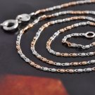 17" Flat Box Chain / Necklace .925 Silver/9K Rose Gold Filled