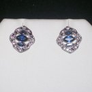 Dazzling Genuine Diamond & Sapphire Earrings
