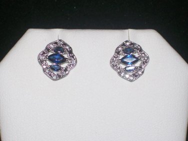Dazzling Genuine Diamond & Sapphire Earrings