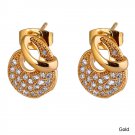 Stud Earrings - Half Moon - 9k Gold Filled Clear Crystal