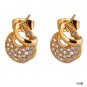 Stud Earrings - Half Moon - 9k Gold Filled Clear Crystal
