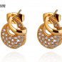 Stud Earrings - Half Moon - 9k Gold Filled Clear Crystal