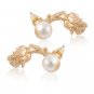 Elegant Cute White Freshwater Pearl 9k Gold Filled Flower Ear Bud
