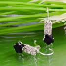 .925 Sterling Silver Unique & Delightful  Clear Topaz & Onyx