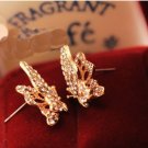 Clear Crystals Cute 9k Gold Filled Butterfly Earrings