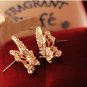 Clear Crystals Cute 9k Gold Filled Butterfly Earrings