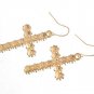 Cross 9K Gold Filled & Austrian Crystals Earrings French Hooks