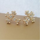 AAA CZ Cross Shape Earrings ~ 9K Gold Filled
