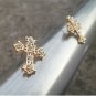 AAA CZ Cross Shape Earrings ~ 9K Gold Filled