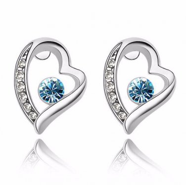 Earring Stud 9K White Gold Filled with AAA Aqua CZ's