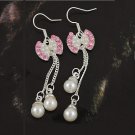 925 Sterling Silver AAA Pink Crystals Bow Earrings