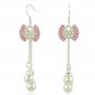 925 Sterling Silver AAA Pink Crystals Bow Earrings