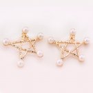 9K Yellow Gold Filled Star Pearl Stud Earrings
