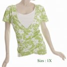 Size 1X V-neck surplice Top, short sleeve, Green (71-00216/1X)