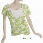 Size 2X V-neck surplice Top, short sleeve, Green (71-00236/2X)