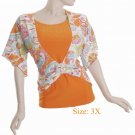Size 3X V-neck  Top, short sleeve, Orange (71-00656/3X)