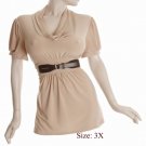 Size 3X Sq-neck  Top, short sleeve, Tan (71-00756/3X)