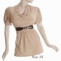 Size 3X Sq-neck  Top, short sleeve, Tan (71-00756/3X)