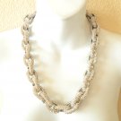 Silver Chunky Pave J Style Classic Link Chain Necklace