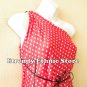 2D101 - Polka Dot Red & White Silk Multi Wear Scarf Maxi Halter Dress Maternity